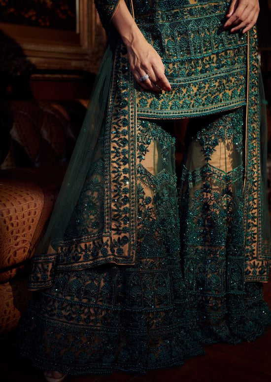 Load image into Gallery viewer, Emerald Green Sharara Suit
