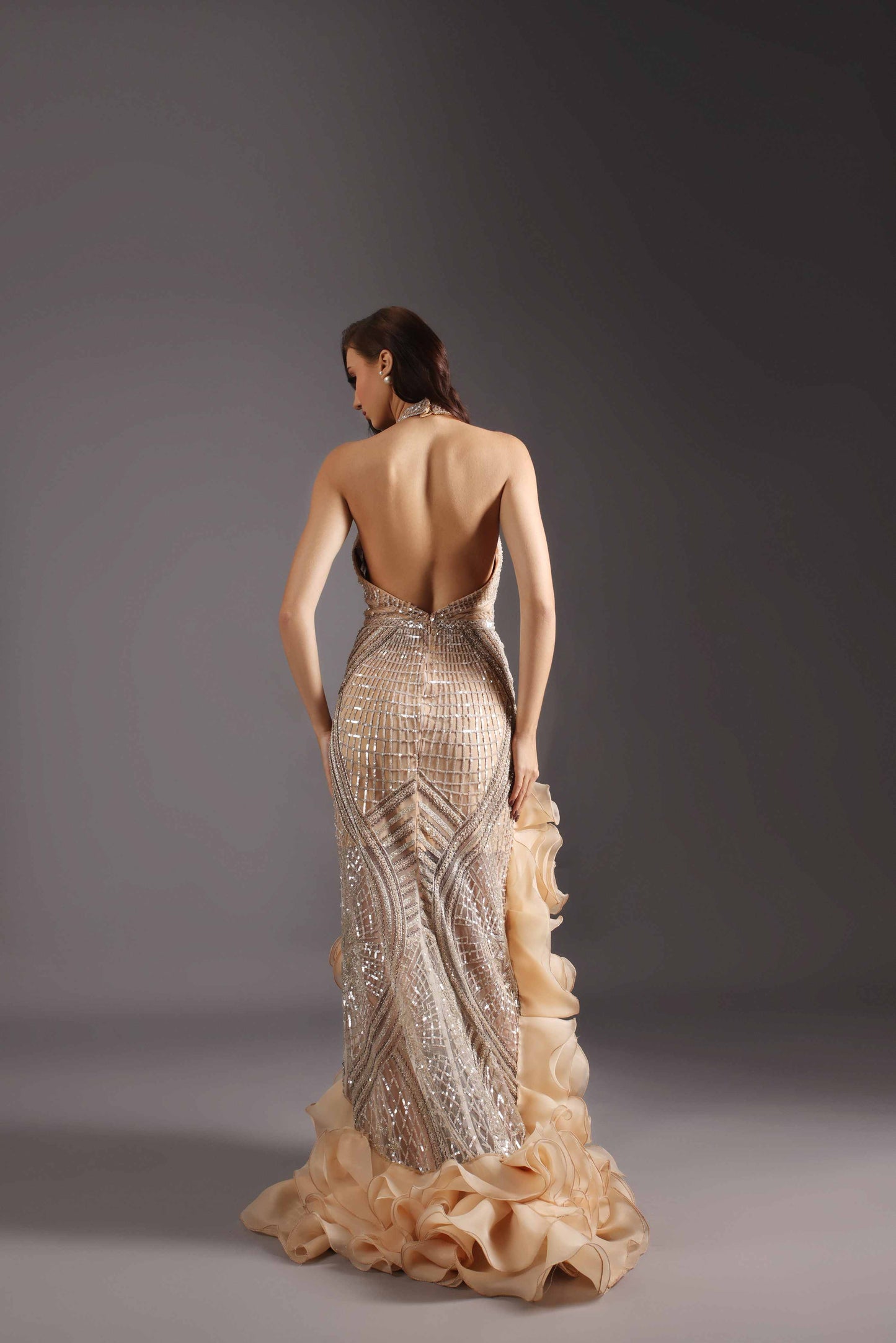 Nude Long Designer Dress