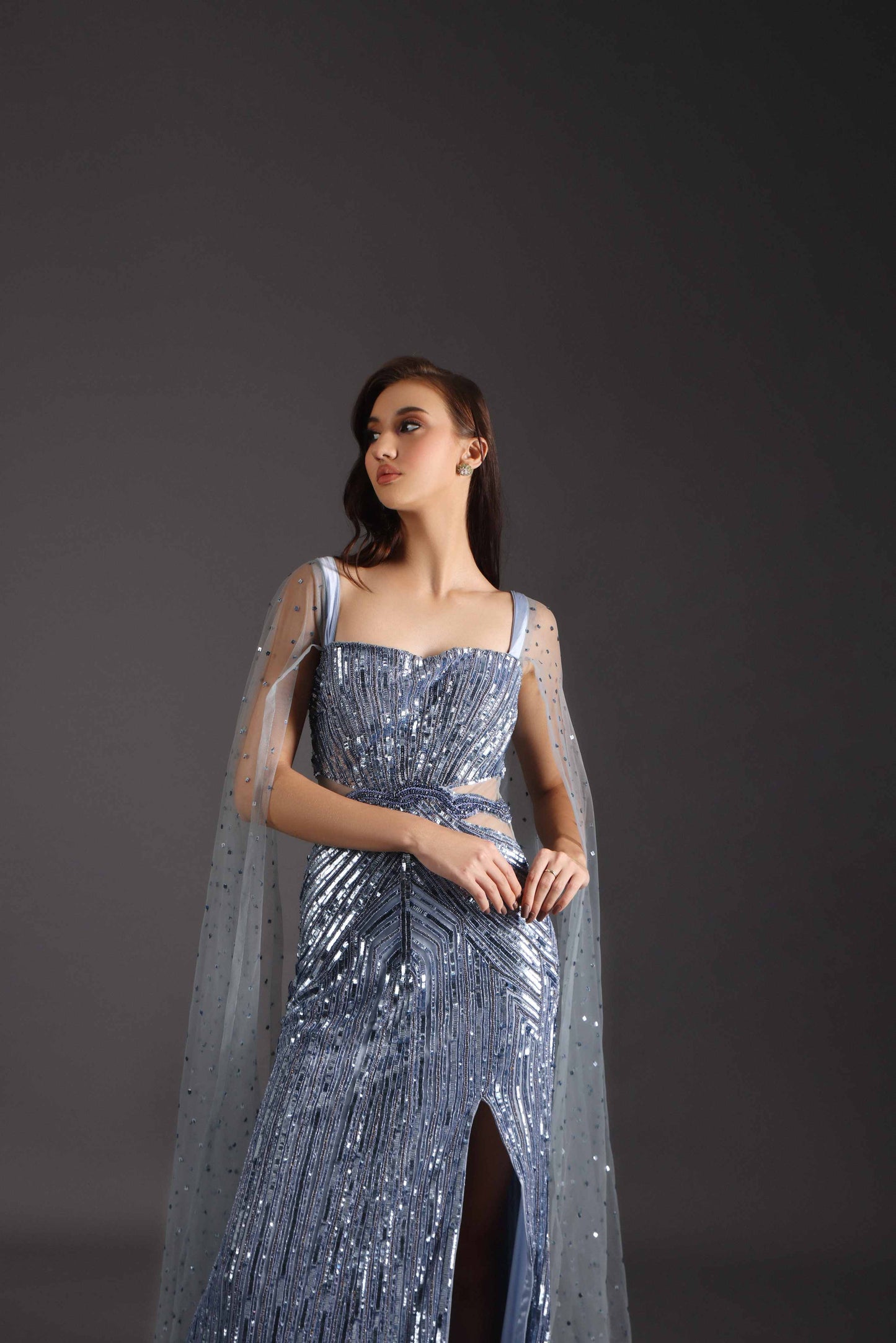 Blue Sequence Designer Gown