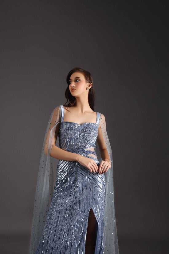 Blue Sequence Designer Gown