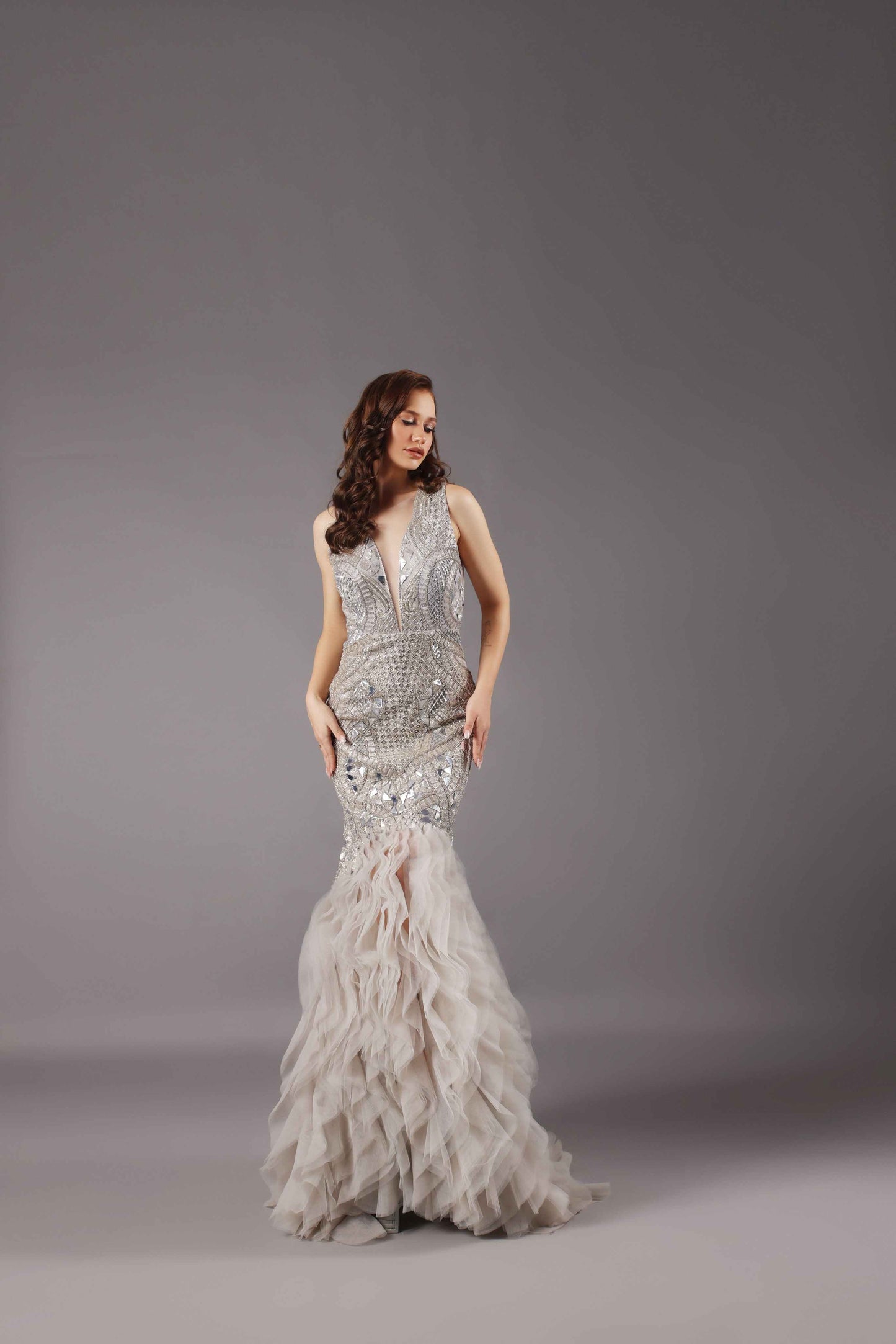 Silver Party Dress Gown