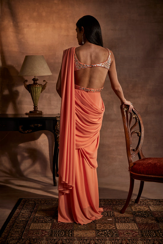 Peach Drape Saree