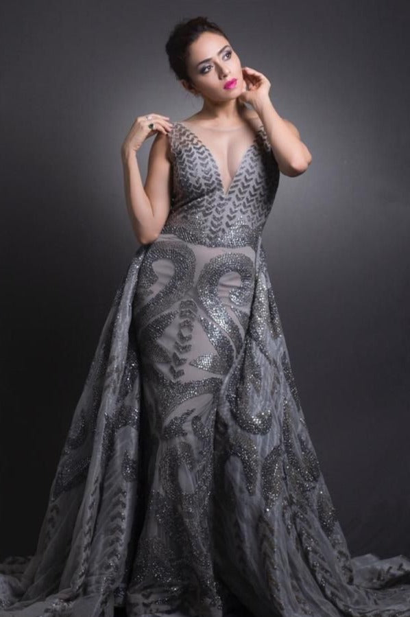 Champagne and Grey Gown