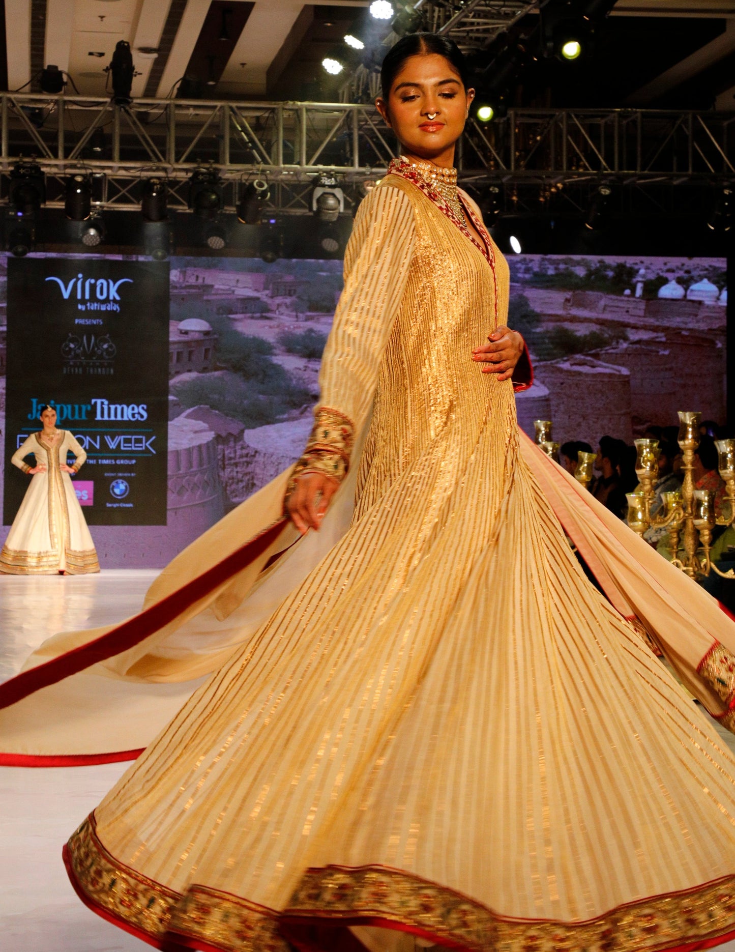 Cream and Gold Anarkali.