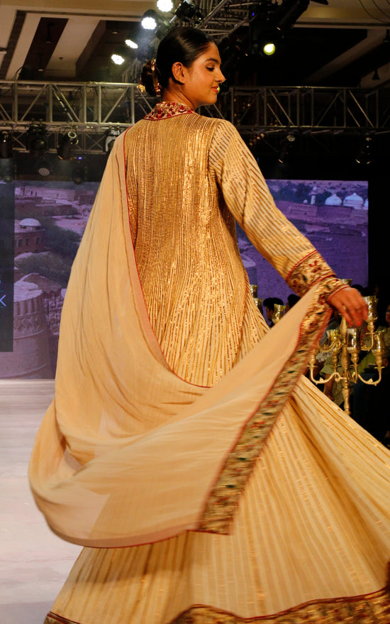 Cream and Gold Anarkali.