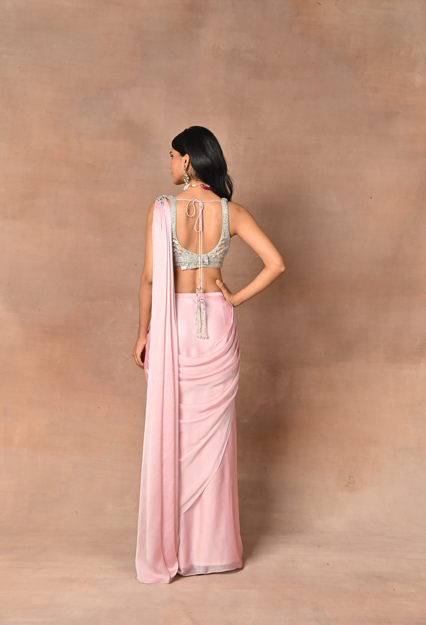 Pink Drape Saree