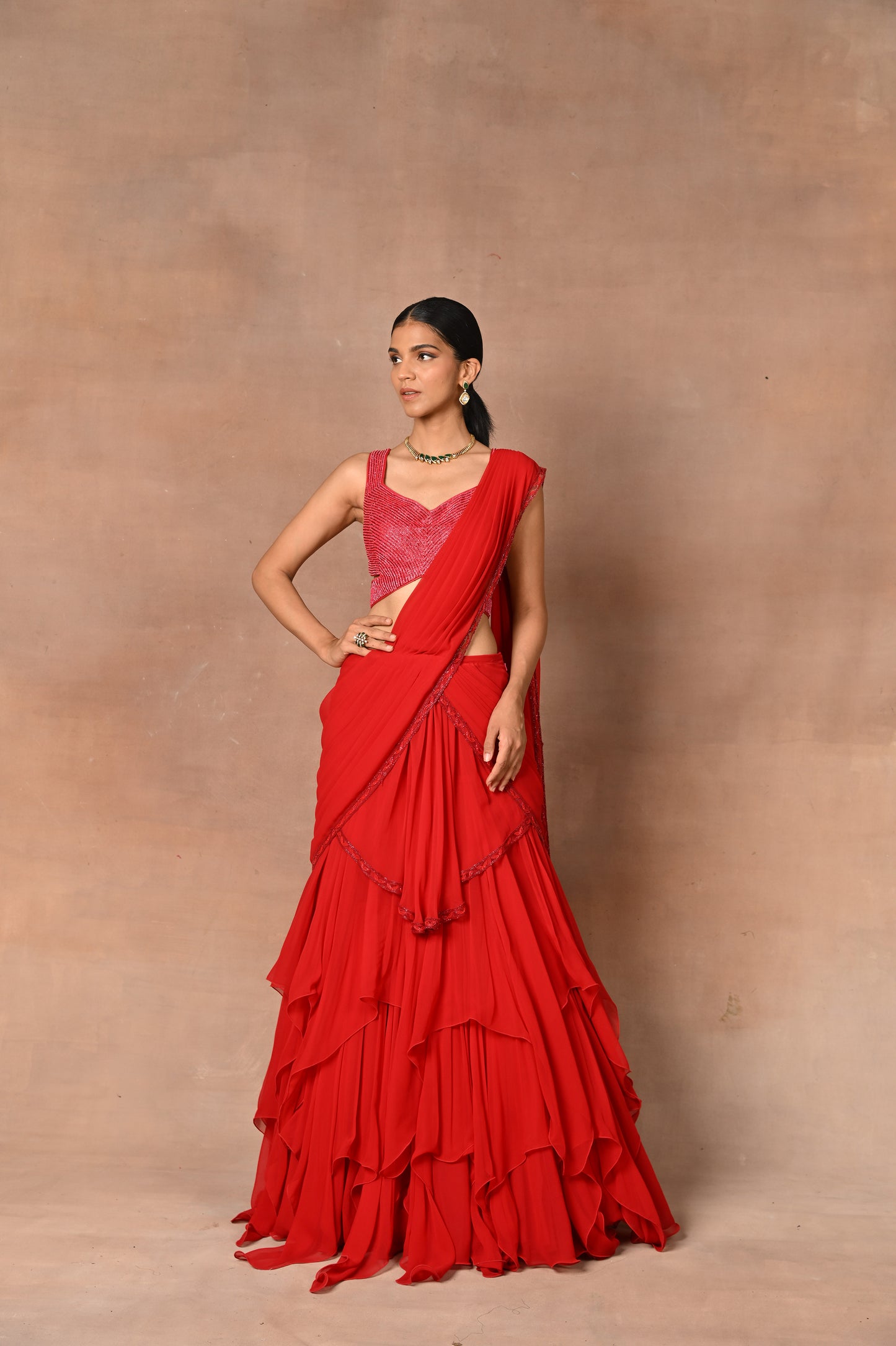 Most Exquisite Red Drape Saree