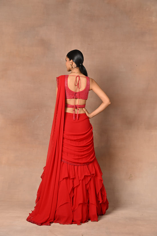 Most Exquisite Red Drape Saree