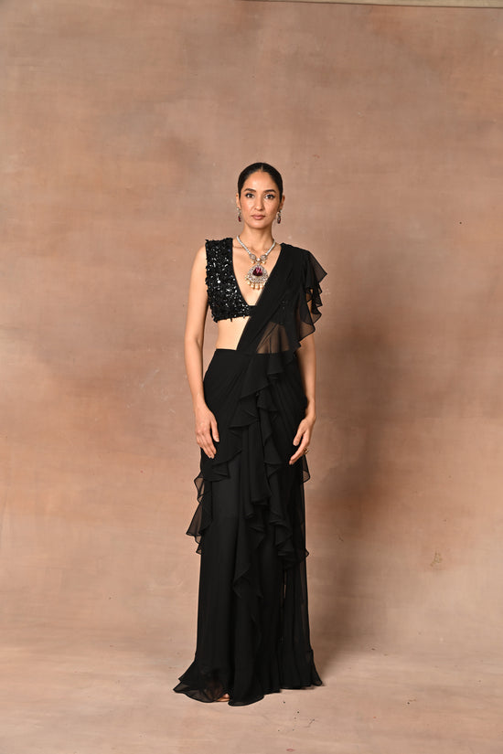 Exquisite Black Drape Saree