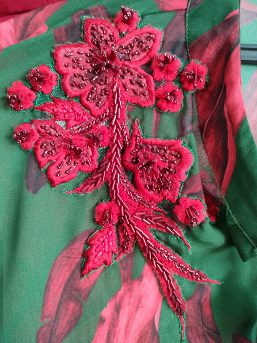 Red And Green Ruffle Top