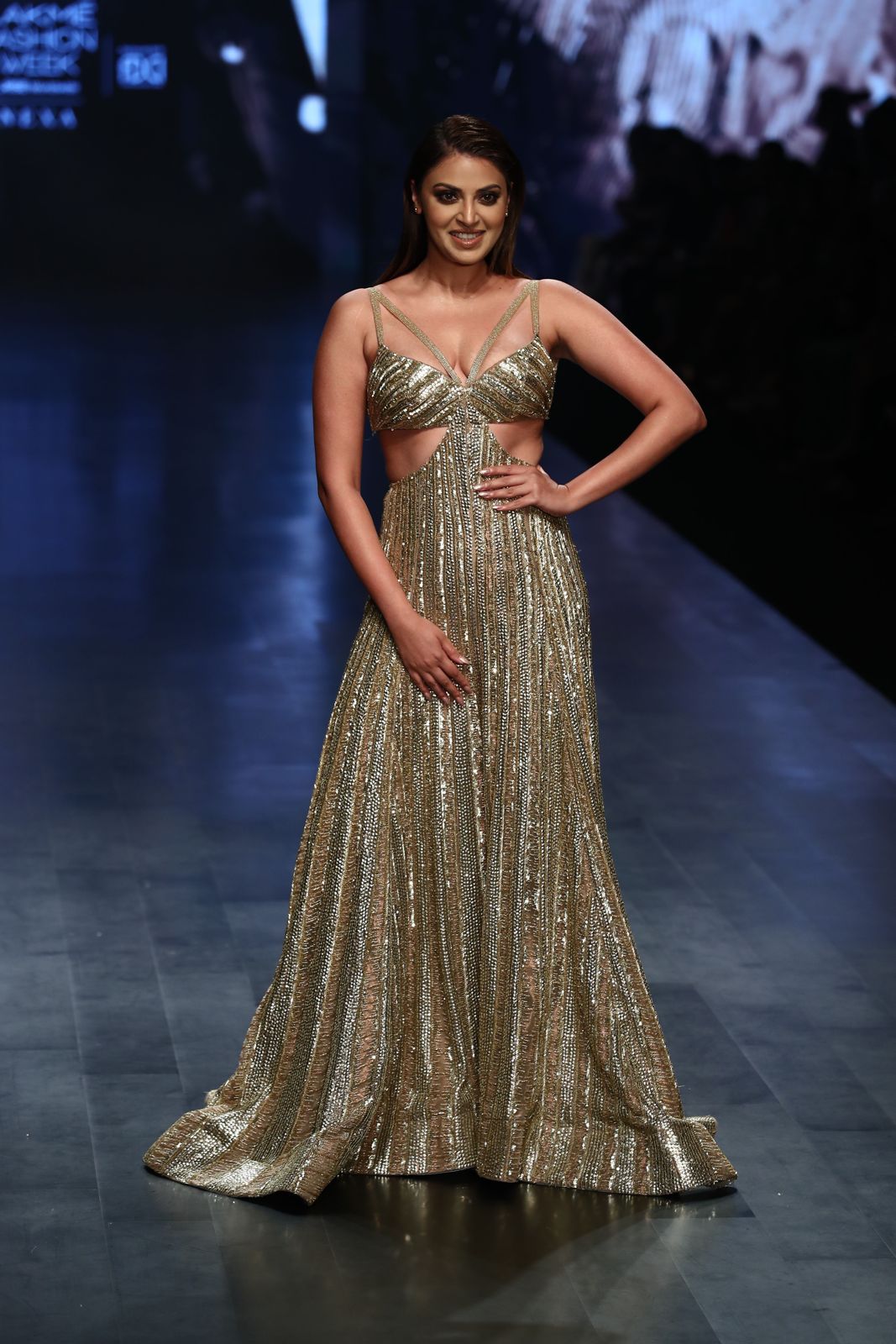 Load image into Gallery viewer, Waist Cut Golden Gown

