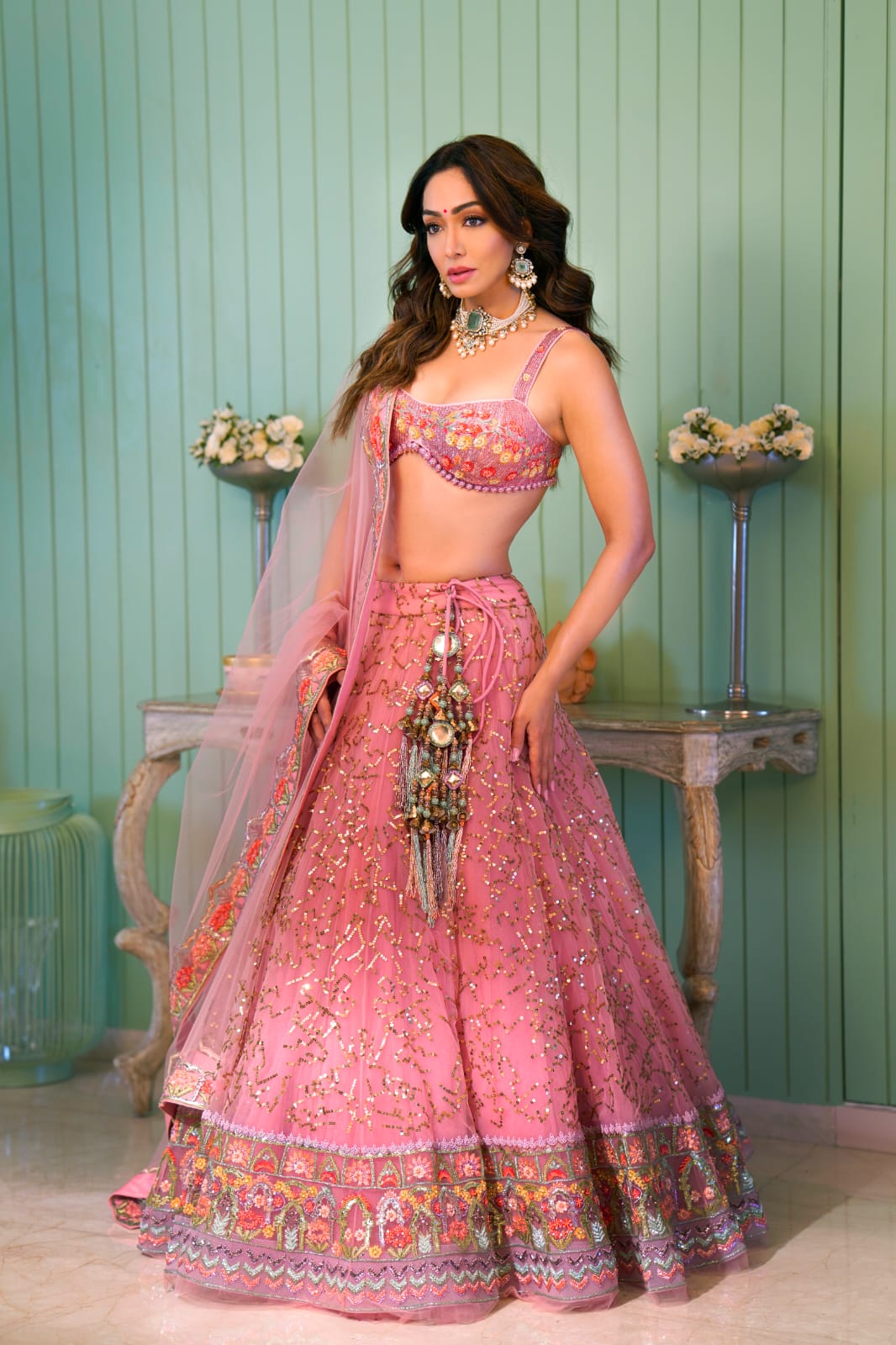Load image into Gallery viewer, Old rose Couture Lehenga
