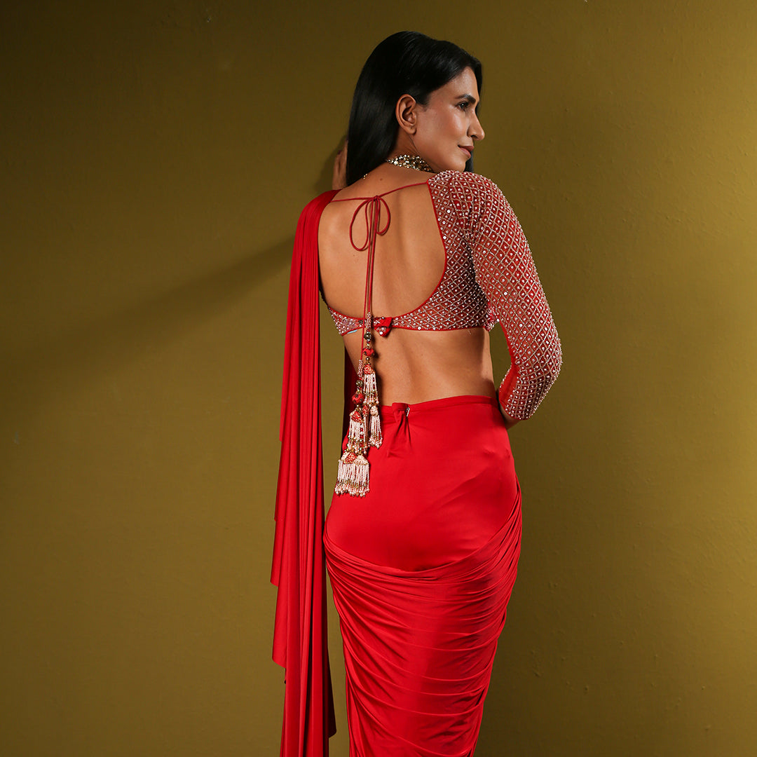 Buy Hot Pink Hand Embroidered Organza Saree by Designer ONE NOT TWO Online  at Ogaan.com