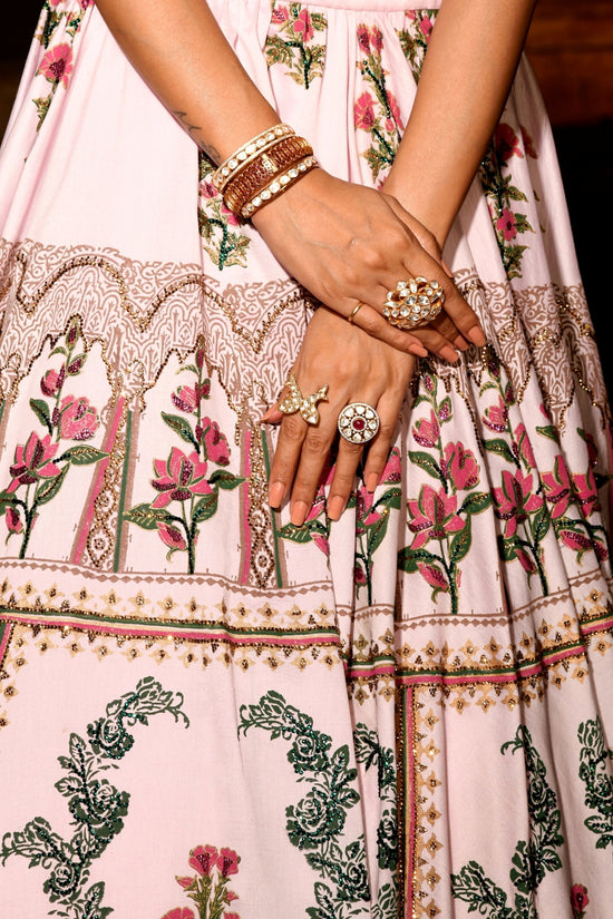 Sharmaya Gulabi Hand Embellished Bridal Lehenga"