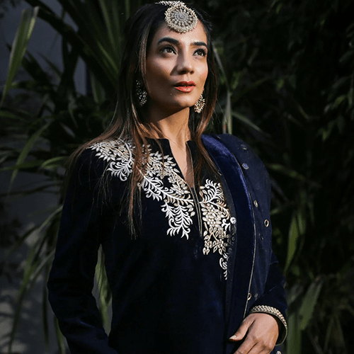 Navy Blue Hand Embroidered Suit
