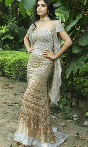 Silver Gold Copper Sequin Gown