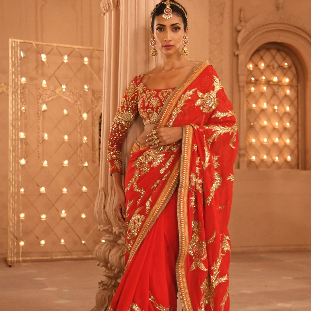 Beige And Golden Shaded Silk Bridal Saree Online | Bagtesh Fashion